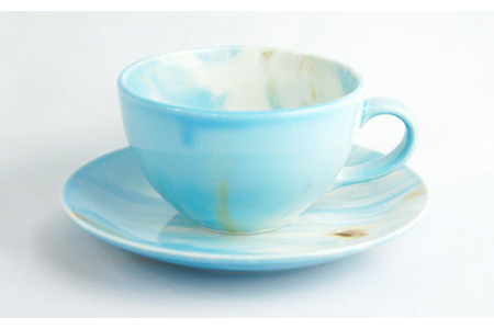 美濃焼】Marble カップソーサー 2客セット （ピンク・スカイ）【佐橋製