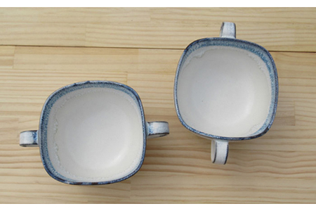 美濃焼】＜氷山のような美しいグラデーション＞塗分 スープカップ