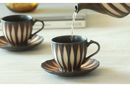 【美濃焼】サンセベリア カップ＆ソーサー【山功高木製陶】食器 マグカップ コーヒーカップ ティーカップ 皿 小皿 ソーサー アジア アフリカ モダン カフェ 癒し コーヒー 紅茶 茶 ブラウン 陶器 送料無料 [MAV001]