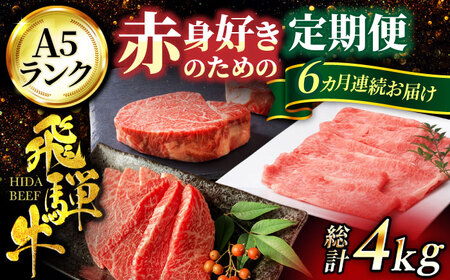 【6回定期便】飛騨牛 赤身 A5ランクコース 約4人前【マルゴー】[MBE027]