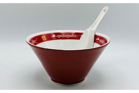 美濃焼】Re：th らいもん龍どんぶり（朱）とレンゲセット【本郷】 食器