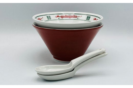 美濃焼】Re：th らいもん龍どんぶり（白・朱）とレンゲペアセット
