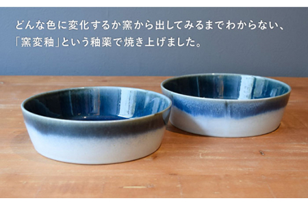 【美濃焼】URBAN ボウルLペアセット ネイビー＆ネイビー【作山窯・SAKUZAN】【TOKI MINOYAKI返礼品】 食器 皿 お皿 プレート 切立 ボウル 鉢 パスタ皿 カレー皿 サラダボウル  シンプル グラデ かわいい ペア ネイビー 紺 贈り物 ギフト プレゼント 送料無料   [MBJ012]