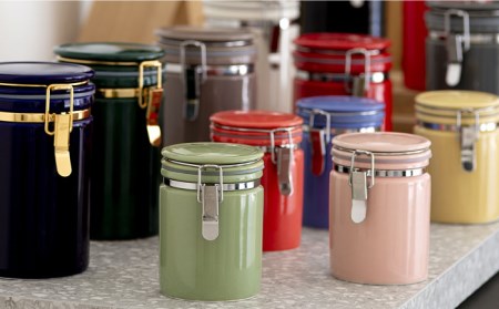 美濃焼】コーヒーキャニスター200 2個セット ゴールドリング モス