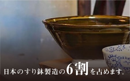 美濃焼】6寸 片口 すり鉢 灰釉クシ彫り すりこぎ (18cm) 付【マルホン