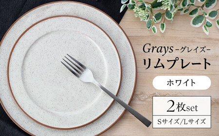 【美濃焼】グレイズ リムプレート S・L 2枚 セット（ホワイト）【丹山窯】食器 皿 プレート パスタ皿 ケーキ皿 メインディッシュ ワンプレート ホワイト 白 シンプル おしゃれ レンジ対応 食洗機対応 送料無料 [MEH001]