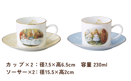 【美濃焼】マクミラン・アリス クラシック カップ＆ソーサー ペアセット【山加商店】ALC10-1 食器 プレート マグカップ コーヒーカップ ティーカップ ソーサー ケーキ皿 取り皿 珈琲 紅茶 ティーセット ティータイム ペア 夫婦 カップル おもてなし 洋風 クラシック アリス かわいい おしゃれ 送料無料 [MEB015]