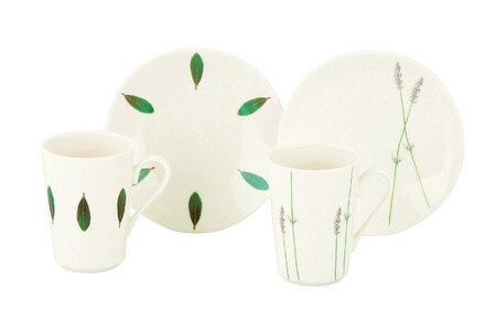 【美濃焼】ラ・エミーズ 16cmプレート・マグカップ ペア 4点 セット【山加商店】AM200-78 食器 皿 コーヒーカップ ティーカップ マグカップ プレート ケーキ皿 取り皿 珈琲 紅茶 ティーセット ティータイム ハーブ グリーン 緑 おしゃれ ギフト プレゼント 贈り物 送料無料 [MEB031]