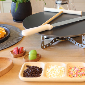 1059 ZEOOR 家庭でおいしく焼ける クレープメーカー 直径35cm 350mm 本格クレープ鉄板 トンボ スパチュラ付き IH対応 CR60-14P