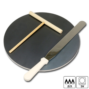 1059 ZEOOR 家庭でおいしく焼ける クレープメーカー 直径35cm 350mm 本格クレープ鉄板 トンボ スパチュラ付き IH対応 CR60-14P