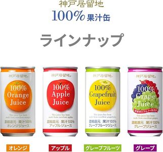 1138 神戸居留地 グレープ ジュース100% 185g缶×30本 １ケース ぶどう ジュース 果汁 100% 濃縮還元