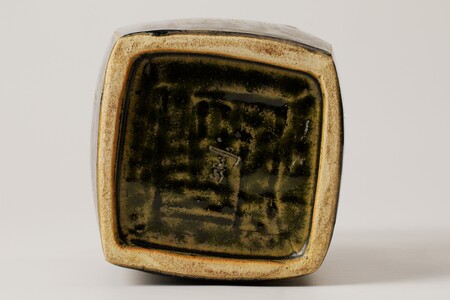 【ふるなび限定】織部手付桶花入　作者：山下　眞喜 【0032-096】陶芸 FN-Limited-SP