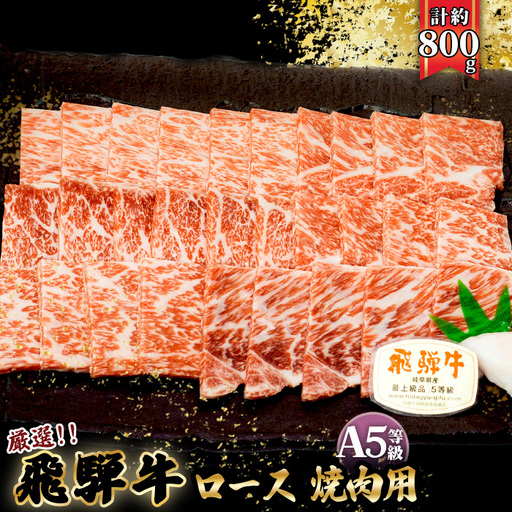 店主こだわり雌牛 飛騨牛A5等級　ロース　焼肉用　約800g [No.065]