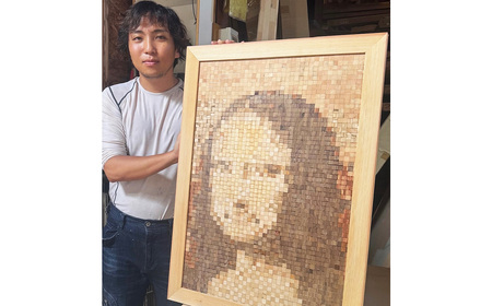 モナリザと花のアート作品 木のモザイクアート（モナリザ） [No.463] | 岐阜県山県市