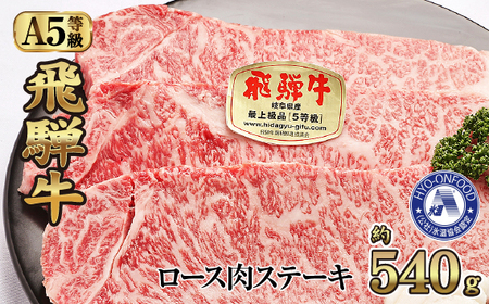 No.526 氷温(R)熟成 飛騨牛A5等級ロース肉ステーキ 計約540g リキッドフリーズ