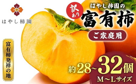 【先行予約】【訳アリ】はやし柿園のご家庭用 富有柿 M~Lサイズ 約28～32個 | 柿 カキ かき 訳アリ わけあり 果物 フルーツ 予約 高糖度 濃厚 秋の味覚 旬 お取り寄せ お取り寄せグルメ ご自宅用 ※2026年11月中旬頃より順次発送予定 ※離島への配送不可