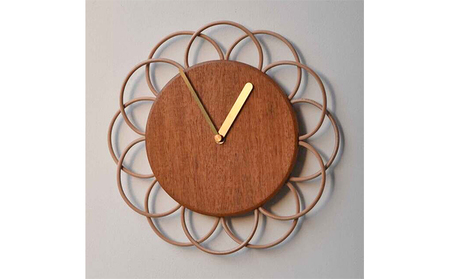 岐阜県(瑞穂市)】【YARN】お花のような時計 マホガニーの時計【L