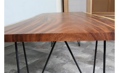 モンキ—ポッド　無垢一枚板テーブル（1点モノ）アイアン脚付
