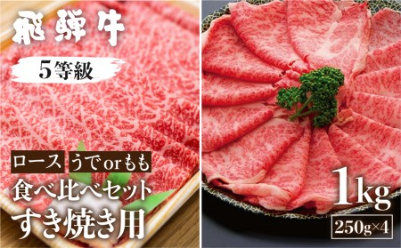 飛騨牛ロース・うでもも食べ比べセット 計1kg (250g×4)すき焼き用 国産牛 国産 牛肉 肉 厳選 熟成 贈答用 肉の沖村[Q1089]