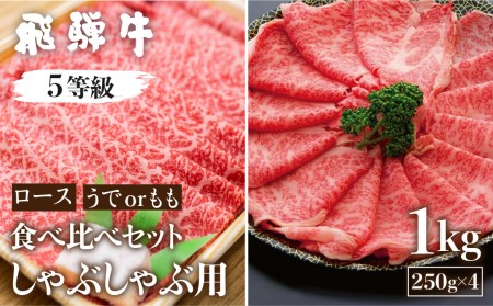 《1週間程度で発送》 牛ロース・うでもも食べ比べセット　計1kg(250g×4) しゃぶしゃぶ用 国産牛 国産 牛肉 肉 厳選 熟成 贈答用 肉の沖村[Q1091]