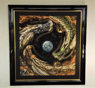 現代水墨画家 白道 直筆作品「宇宙を創る三大龍王」｜絵画 アート