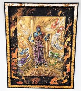 現代水墨画家 白道 直筆作品 「青不動明王 と 八大龍王」｜絵画 アート インテリア 手描き 一筆 龍 日本画 現代アート ハンドメイド作品 水墨画 かっこいい 作品 縁起 風水 芸術