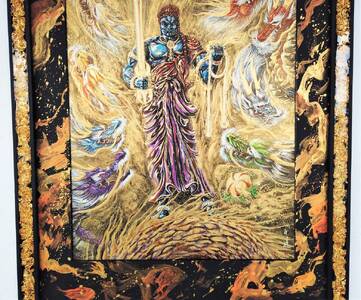 現代水墨画家 白道 直筆作品 「青不動明王 と 八大龍王」｜絵画 アート インテリア 手描き 一筆 龍 日本画 現代アート ハンドメイド作品 水墨画 かっこいい 作品 縁起 風水 芸術