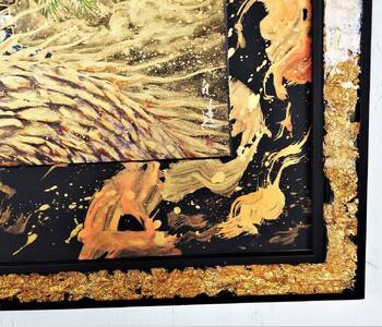 現代水墨画家 白道 直筆作品 「青不動明王 と 八大龍王」｜絵画 アート インテリア 手描き 一筆 龍 日本画 現代アート ハンドメイド作品 水墨画 かっこいい 作品 縁起 風水 芸術