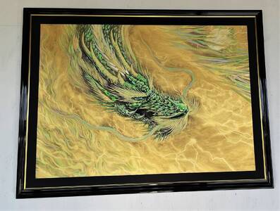 現代水墨画家 白道「虹龍レインボードラゴン」｜絵画 アート インテリア 手描き 一筆 龍 日本画 現代アート ハンドメイド作品 水墨画 かっこいい 作品 縁起 風水 芸術