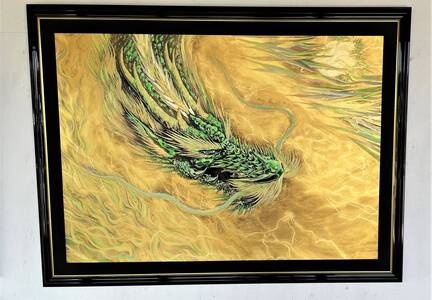 現代水墨画家 白道「虹龍レインボードラゴン」｜絵画 アート インテリア 手描き 一筆 龍 日本画 現代アート ハンドメイド作品 水墨画 かっこいい 作品 縁起 風水 芸術