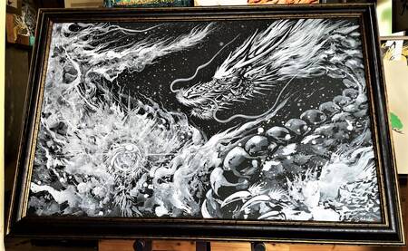 現代水墨画家 白道 「白龍」｜絵画 アート インテリア 手描き