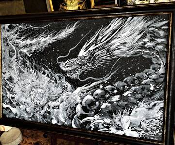 現代水墨画家 白道 「白龍」｜絵画 アート インテリア 手描き