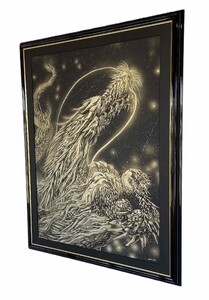 現代水墨画家 白道「金銀昇龍」｜絵画 アート インテリア 手描き 一筆 龍 日本画 現代アート ハンドメイド作品 水墨画 かっこいい 作品 縁起 風水 芸術