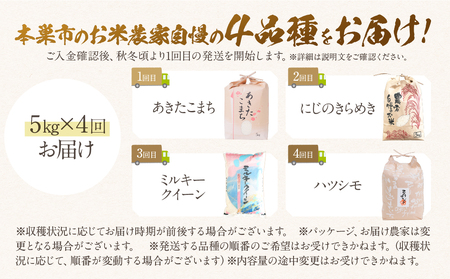 【 定期便 】全4回 【令和8年産】先行予約 お米 4品種 食べ比べ 定期便 まるごと