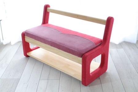[知育にも役立つ] キッズ用ベンチ (レッド) [0276]