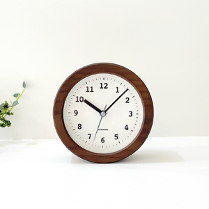 KATOMOKU　置き掛け兼用木枠電波時計　丸(ブラウン)　km-112BR