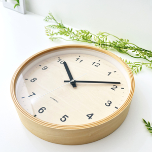 KATOMOKU plywood clock　シナ文字盤 木製掛け時計(ナチュラルB）km-34M