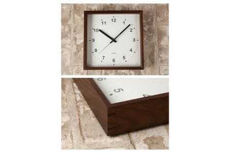 KATOMOKU Square clock ウォールナット木製掛け時計（ブラウン）km-37WA