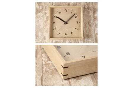 KATOMOKU Square clock ハードメープル木製掛け時計(ナチュラル）km-38HM
