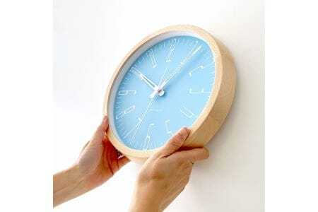 KATOMOKU muku clock 木製掛け時計（ライトブルー）km-141LB
