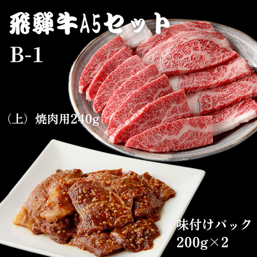 【A5等級・飛騨牛セット】飛騨牛味付肉（200g×2）＋上焼肉240g 焼き肉 焼肉 やきにく アウトドア キャンプ バーベキュー BBQ グリル オーブン