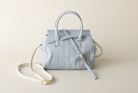 OBI MINI（革のカシミヤ 郡上市産明宝鹿革バッグ）ブルーグレイ