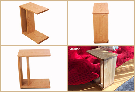 サイドテーブル 【低床式キャスター付き】高さ540mm(54cm）【国産クリ使用・オイル仕上げ】【89-5】