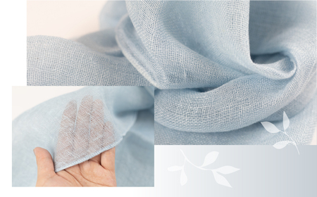 【スカイブルー】草木染ヘンプストール【77-4【3】】