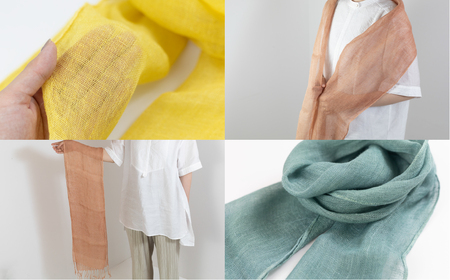 【スカイブルー】草木染ヘンプストール【77-4【3】】