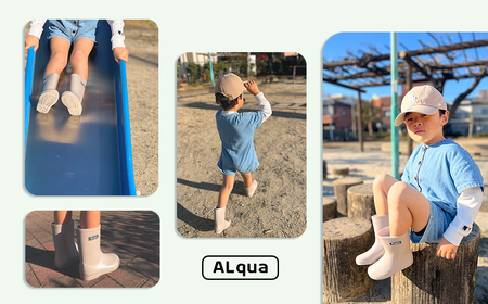 【くすみベージュ】【下呂市限定デザイン】子ども用 長靴（サイズ17cm）ミドル丈 高さ 17.5cm【112-5【4】】