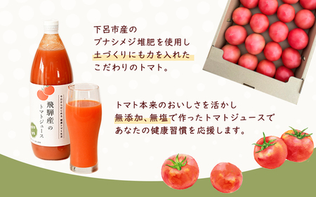 飛騨産 100％ 無添加トマトジュース（1L×4本入り）【113-2】