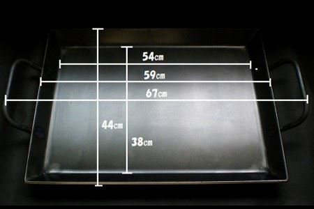 プロ用、お好み焼き押さえ手持ち付き鉄板厚12ミリ、