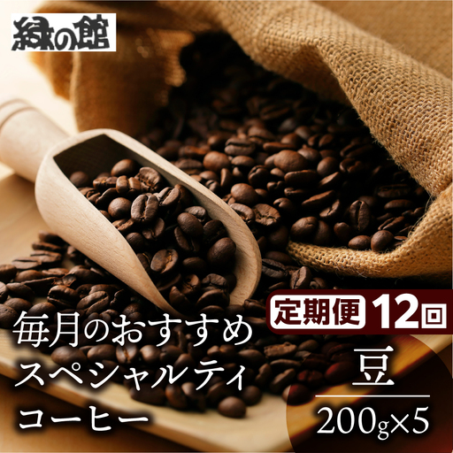 【毎月 定期便 全12回】毎月のおすすめスペシャルティコーヒー 200g×4種＋ブレンド 200g×1種（計1kg）×12回分 毎月発送 コーヒー豆 コーヒー 珈琲 自家焙煎珈琲店 下呂温泉【17-E】