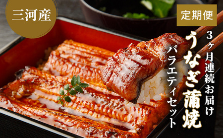 うなぎ蒲焼バラエティセット（三河産）【3ケ月連続お届け】 魚貝類 ウナギ 鰻